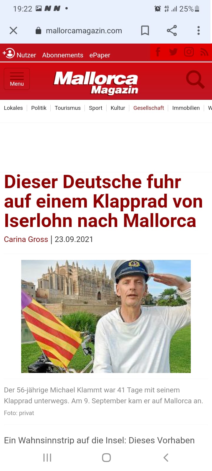 Dieser Deutsche fuhr auf einem Klapprad von Iserlohn nach Mallorca