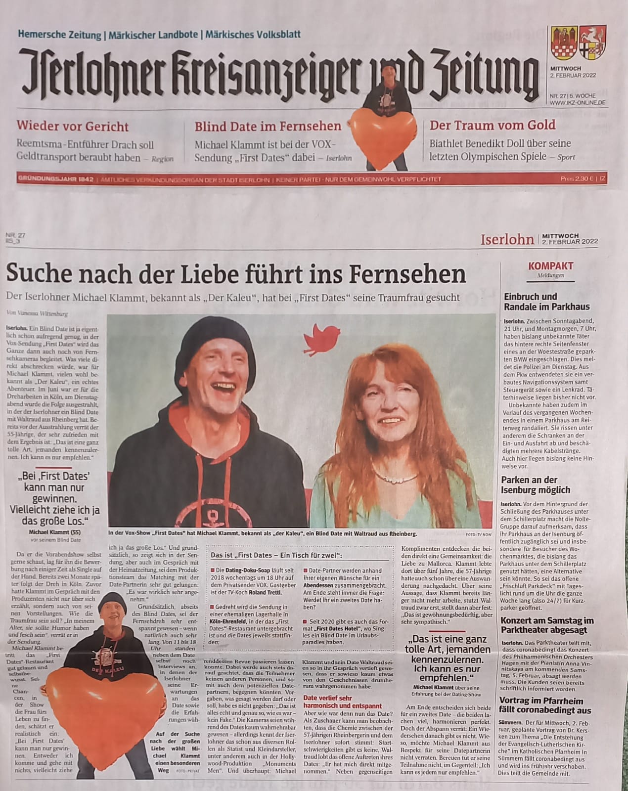 Blind Date im Fernsehen : IKZ vom 02.02.22